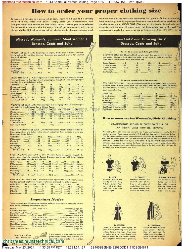 1943 Sears Fall Winter Catalog, Page 1217