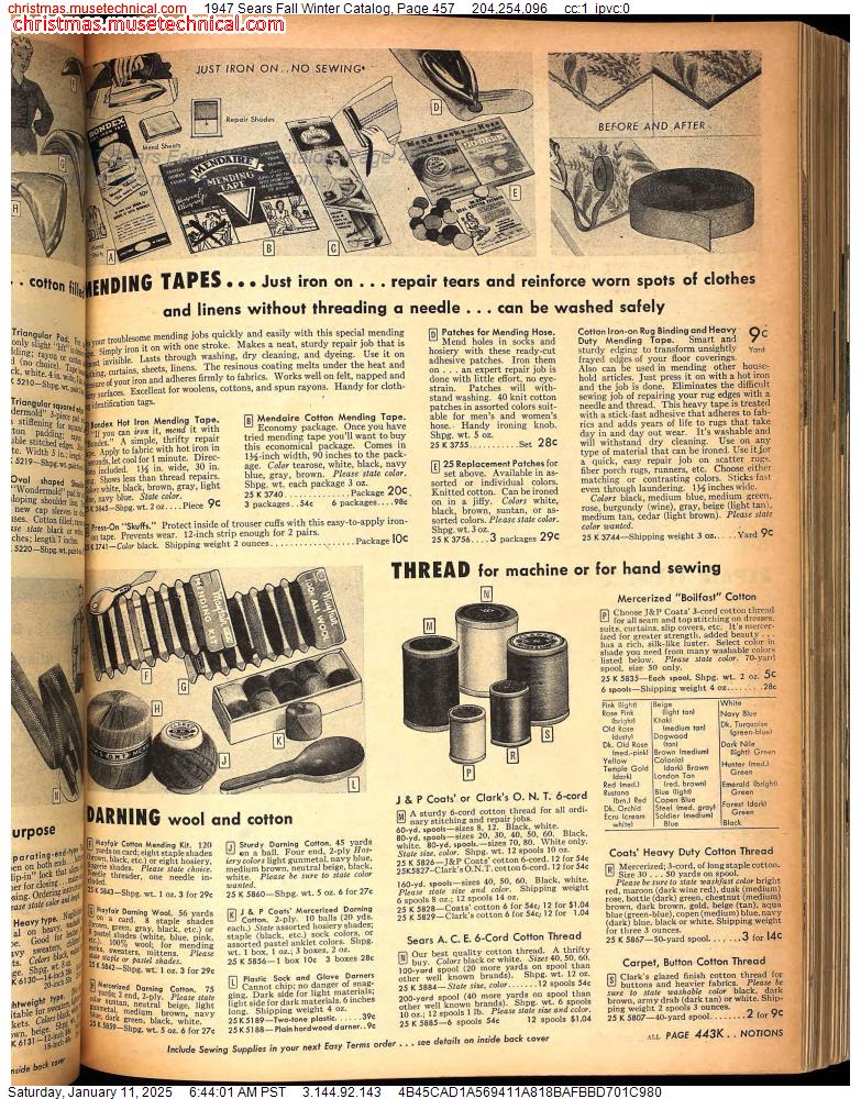 1947 Sears Fall Winter Catalog, Page 457