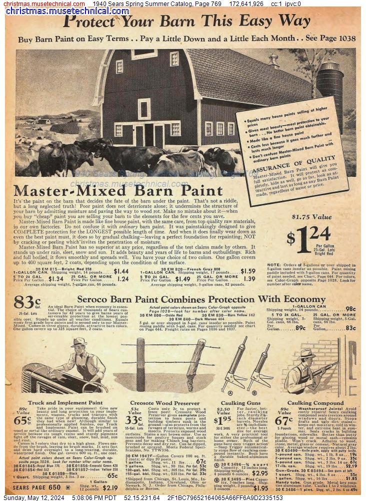 1940 Sears Spring Summer Catalog, Page 769