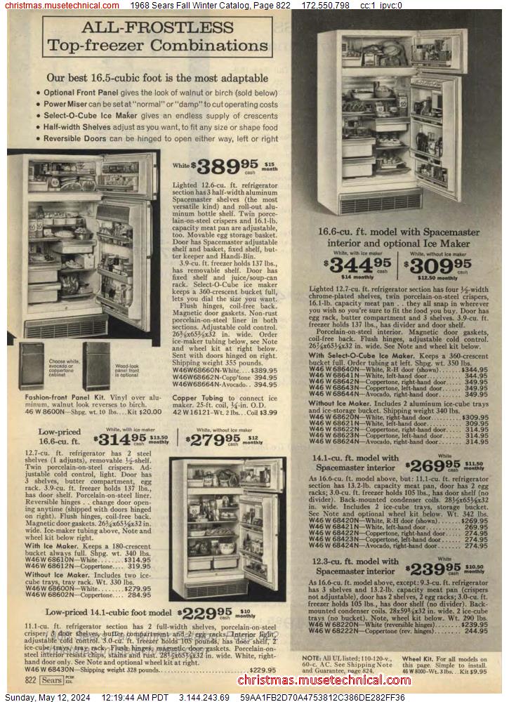 1968 Sears Fall Winter Catalog, Page 822