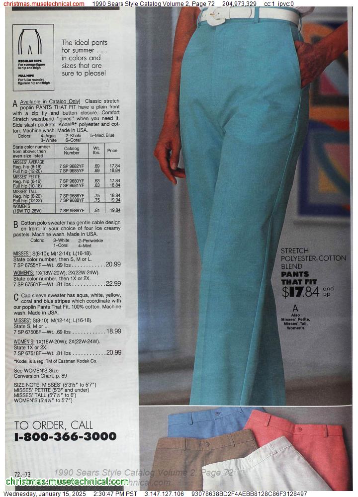 1990 Sears Style Catalog Volume 2, Page 72