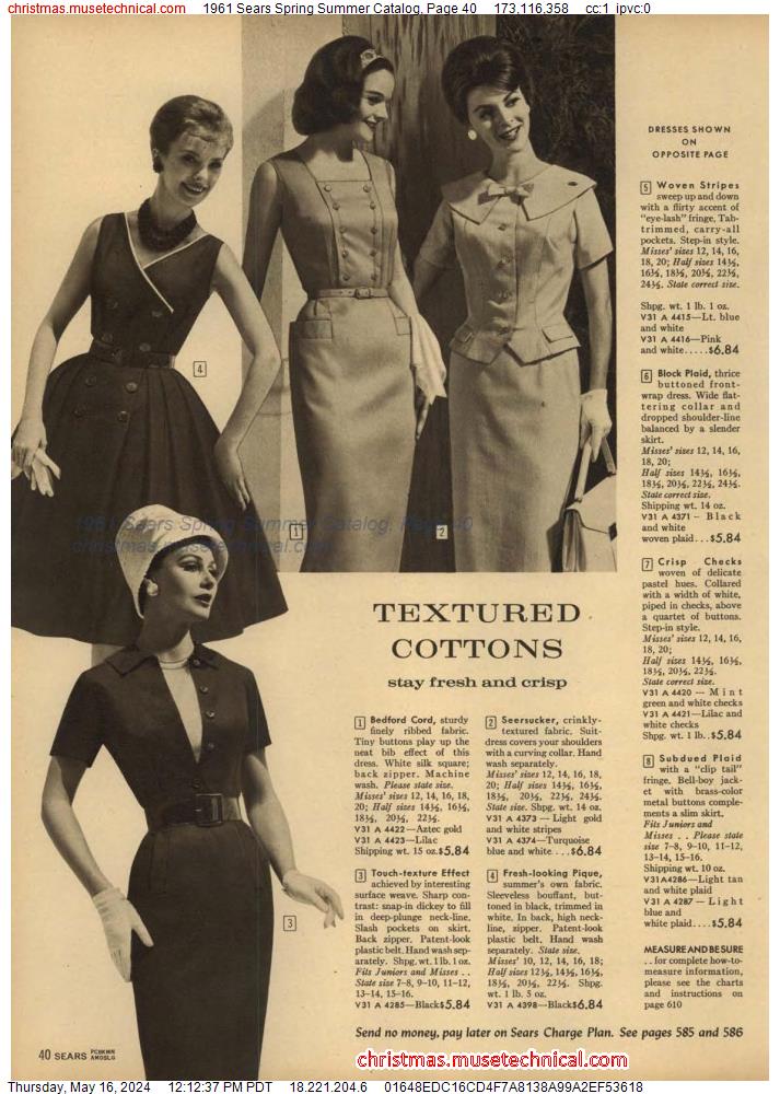 1961 Sears Spring Summer Catalog, Page 40