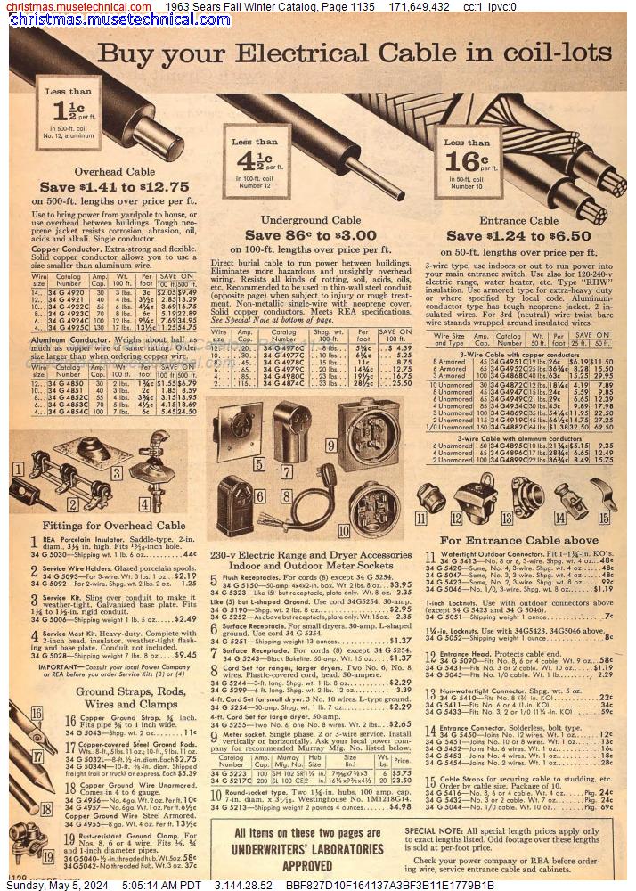 1963 Sears Fall Winter Catalog, Page 1135