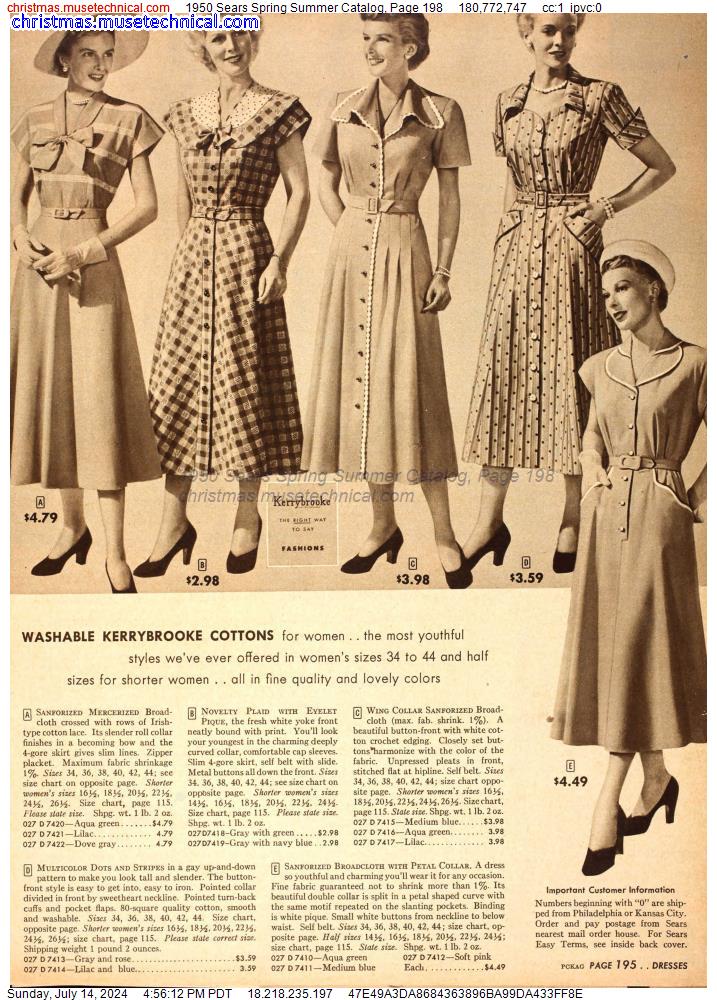 1950 Sears Spring Summer Catalog, Page 198
