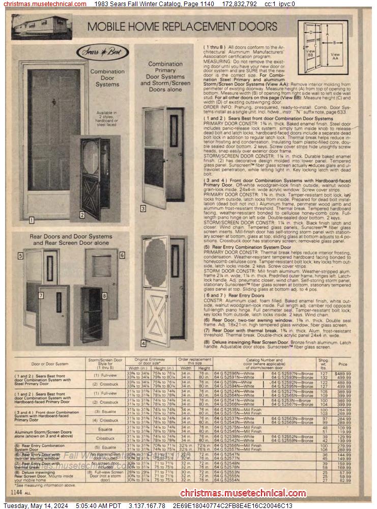 1983 Sears Fall Winter Catalog, Page 1140