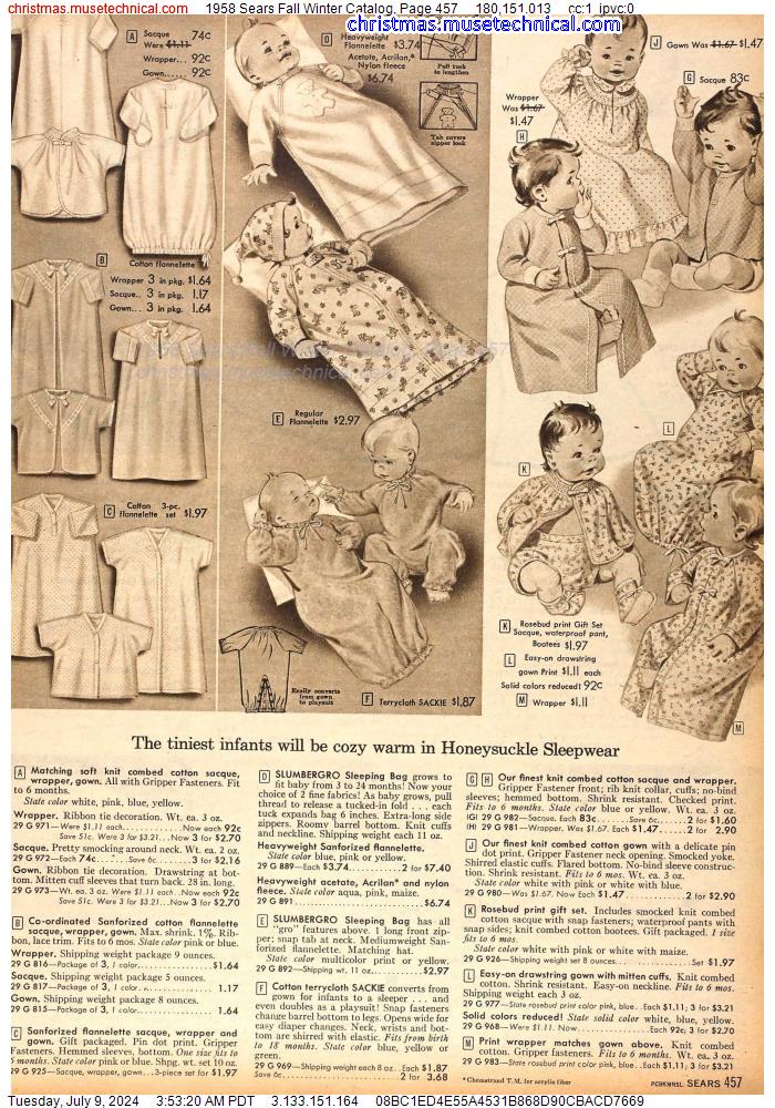 1958 Sears Fall Winter Catalog, Page 457