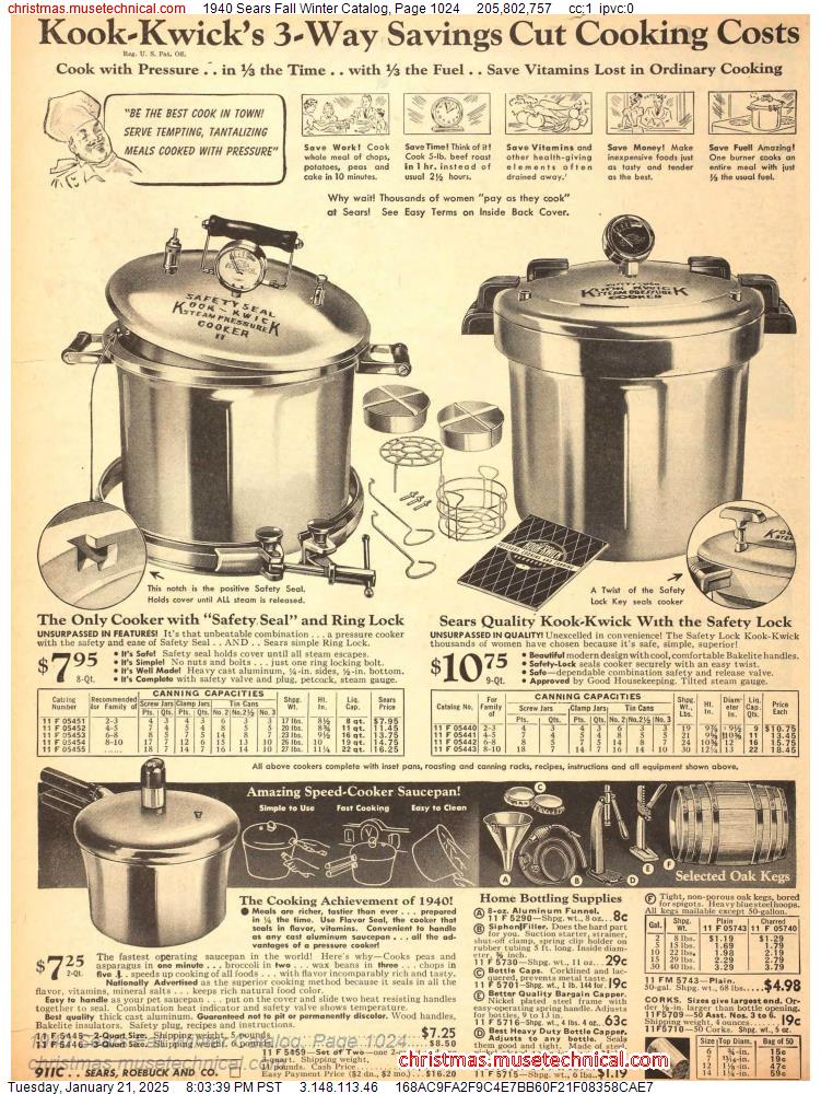 1940 Sears Fall Winter Catalog, Page 1024