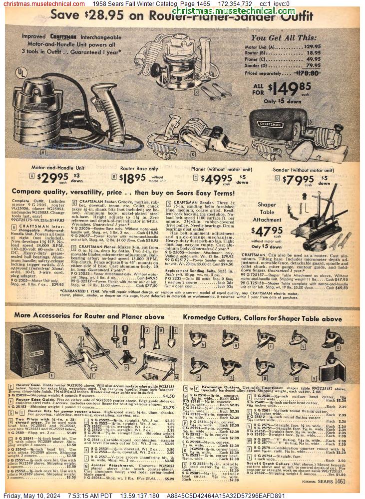 1958 Sears Fall Winter Catalog, Page 1465
