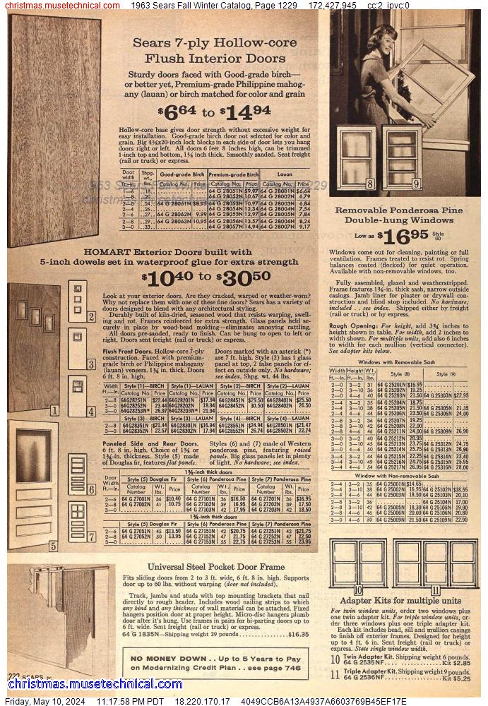 1963 Sears Fall Winter Catalog, Page 1229