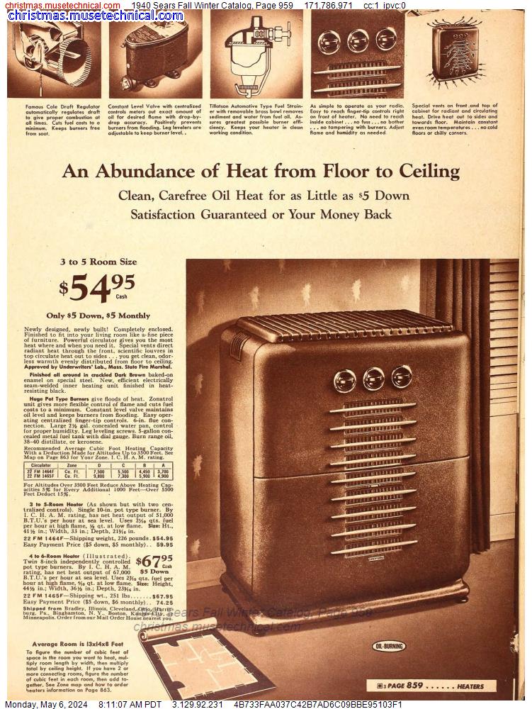 1940 Sears Fall Winter Catalog, Page 959
