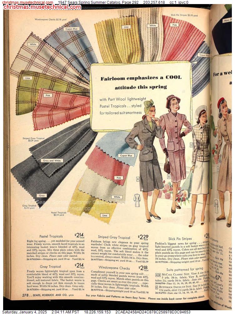 1947 Sears Spring Summer Catalog, Page 292