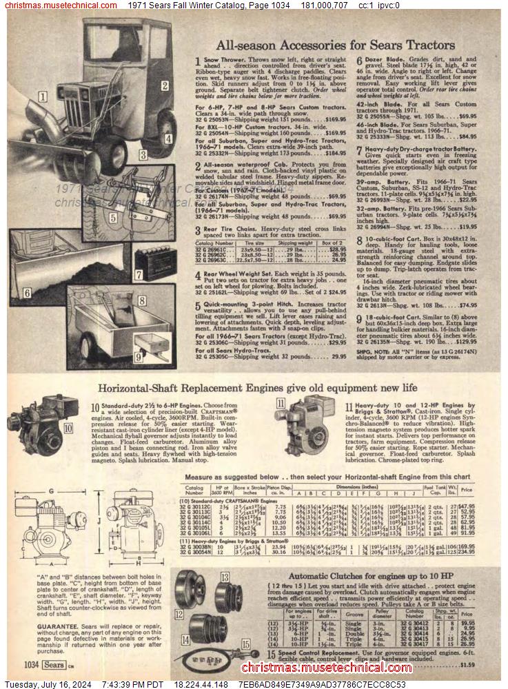 1971 Sears Fall Winter Catalog, Page 1034