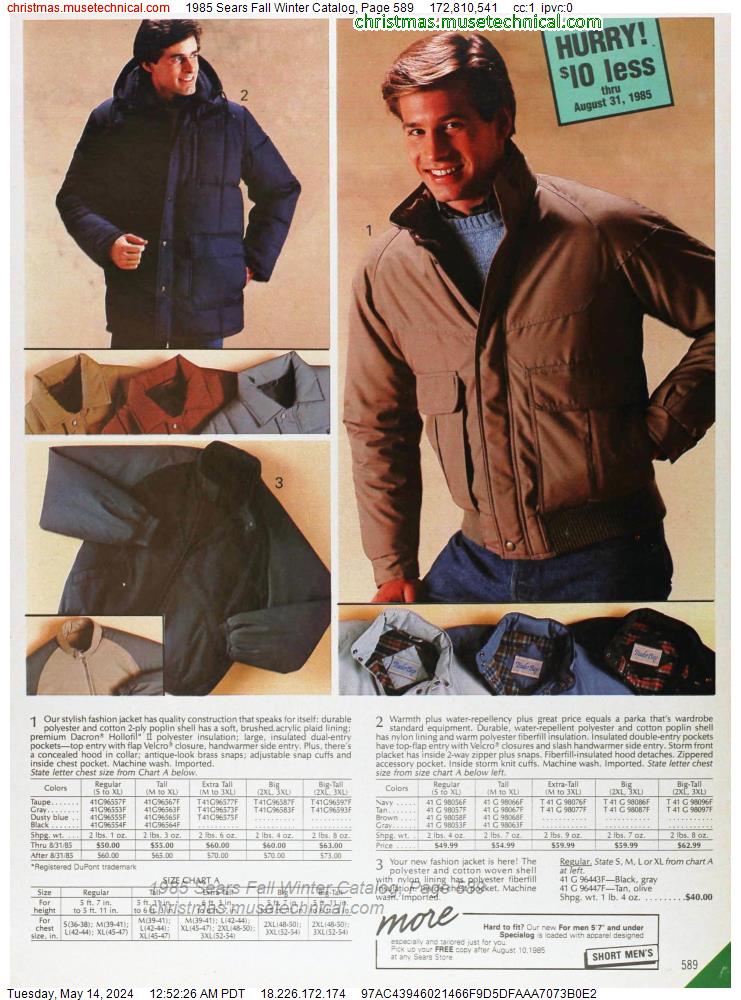 1985 Sears Fall Winter Catalog, Page 589
