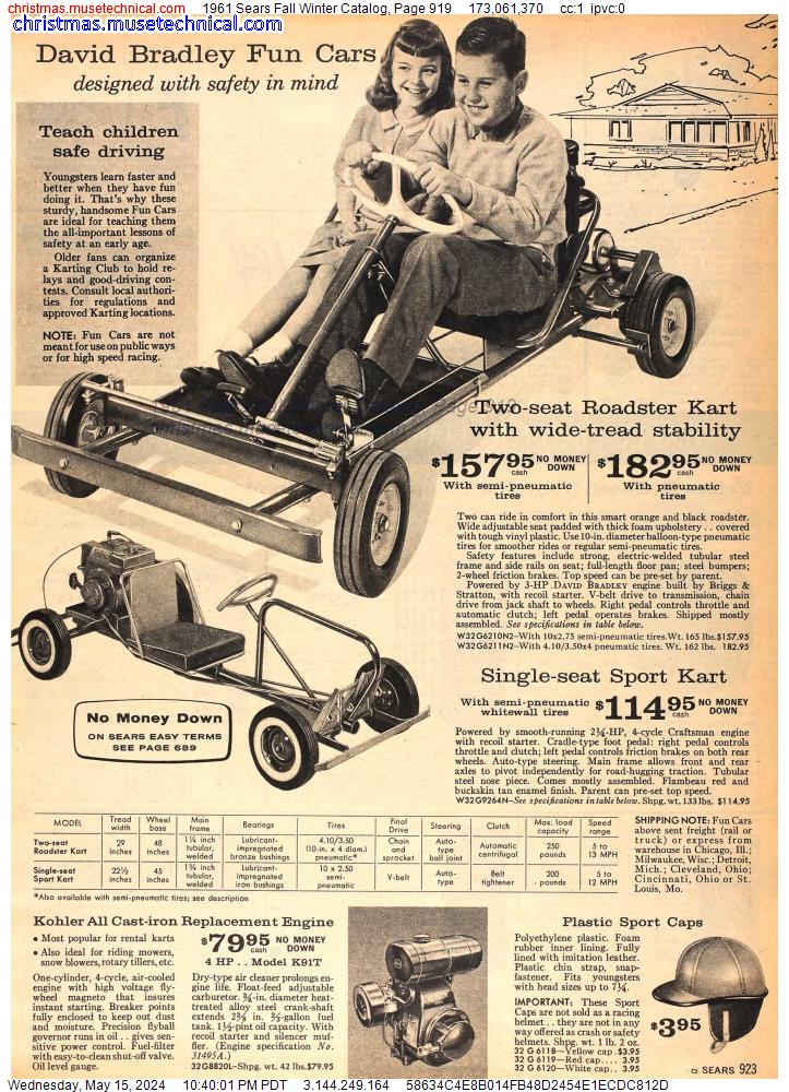 1961 Sears Fall Winter Catalog, Page 919