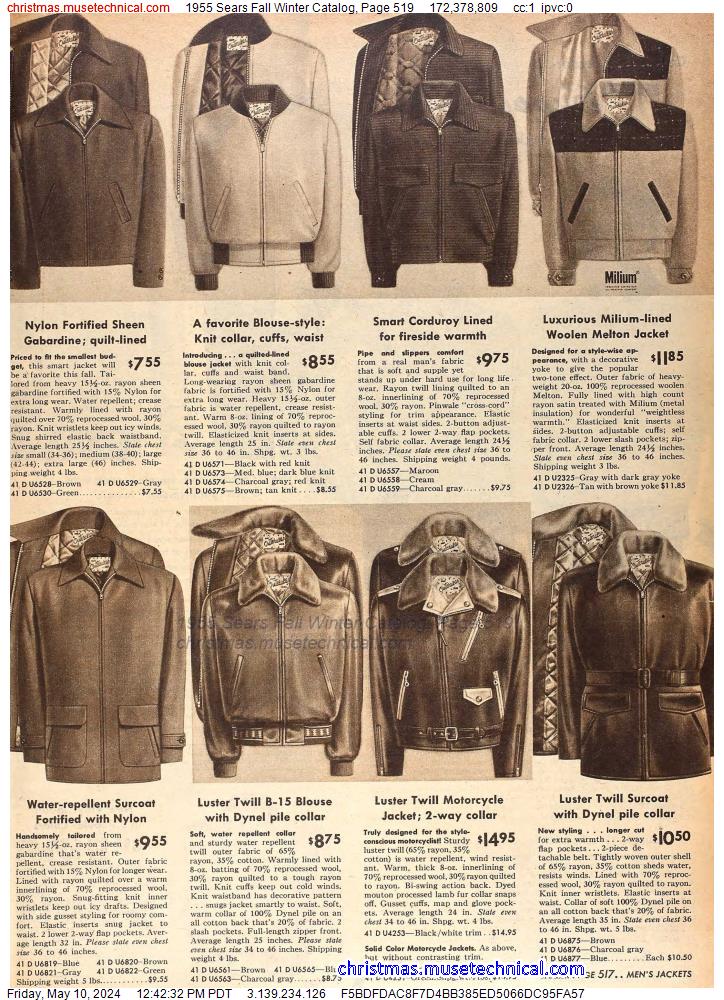 1955 Sears Fall Winter Catalog, Page 519
