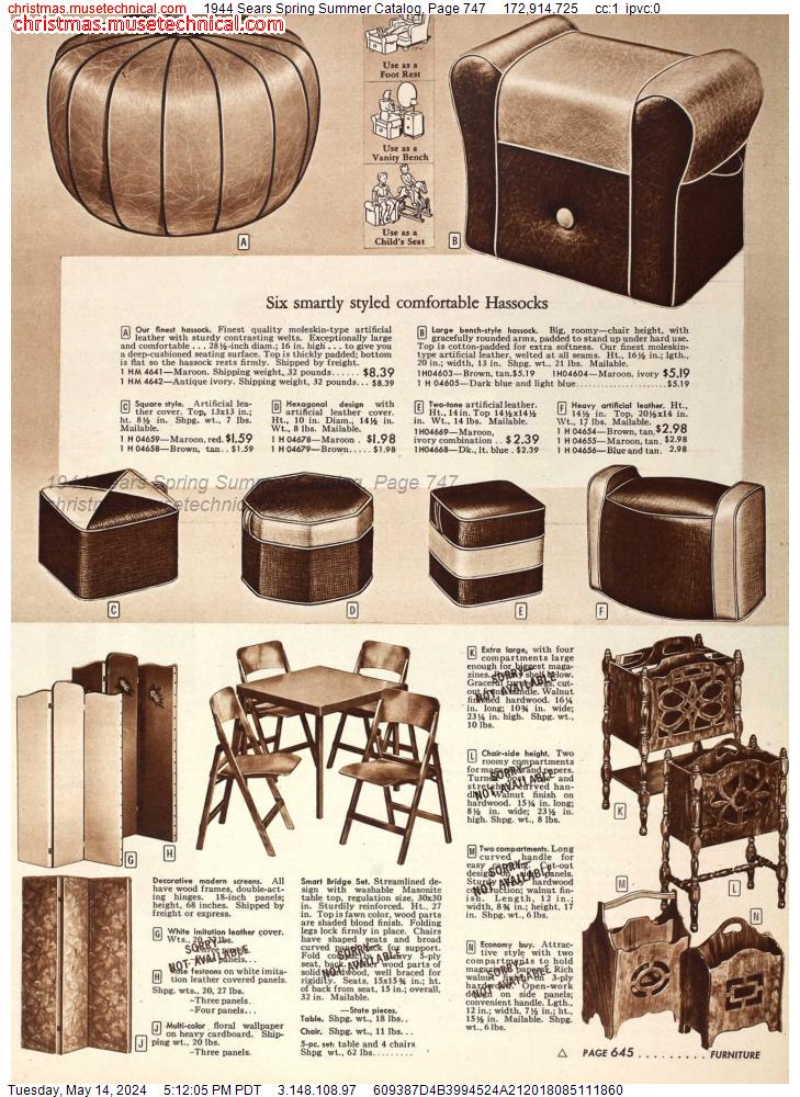 1944 Sears Spring Summer Catalog, Page 747