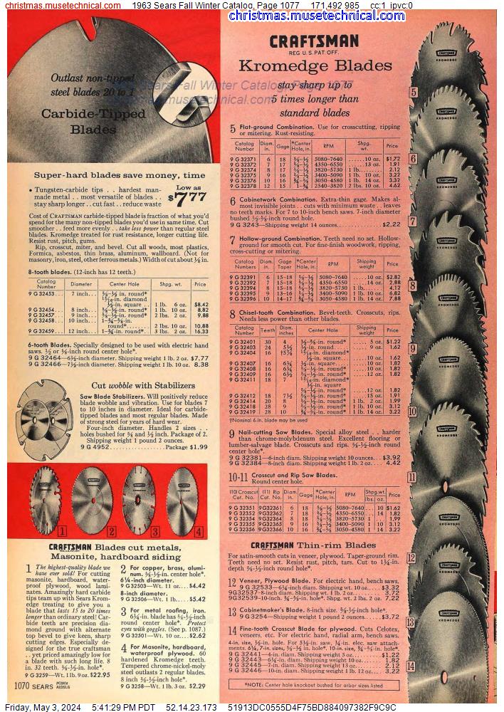1963 Sears Fall Winter Catalog, Page 1077