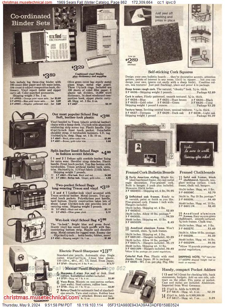 1969 Sears Fall Winter Catalog, Page 862