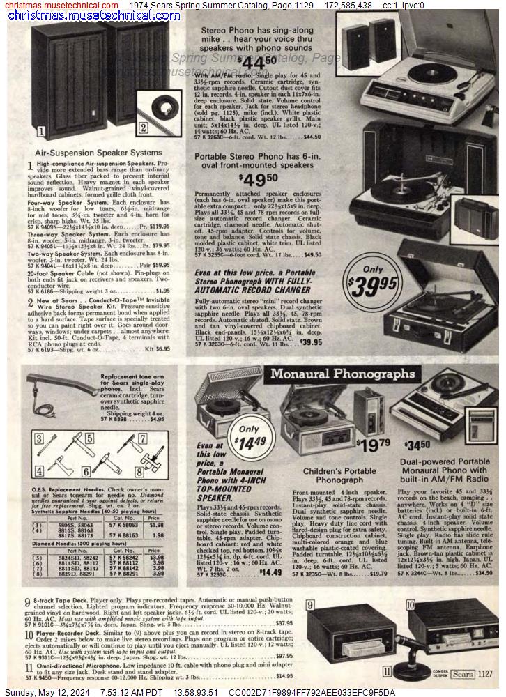 1974 Sears Spring Summer Catalog, Page 1129
