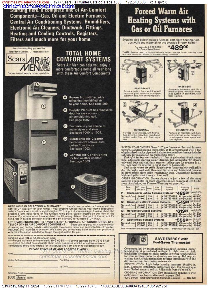 1977 Sears Fall Winter Catalog, Page 1000