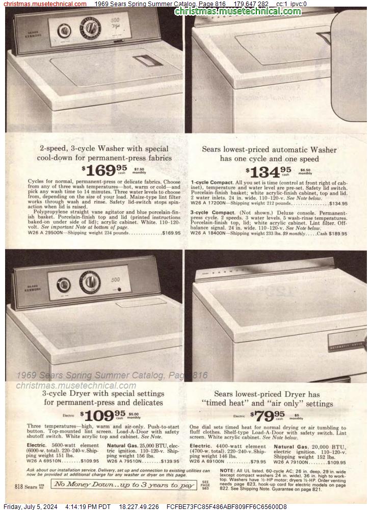 1969 Sears Spring Summer Catalog, Page 816