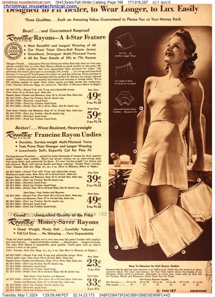 1940 Sears Fall Winter Catalog, Page 196