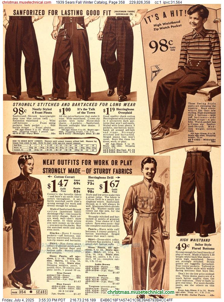 1939 Sears Fall Winter Catalog, Page 358