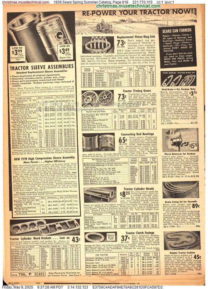 1939 Sears Spring Summer Catalog, Page 818
