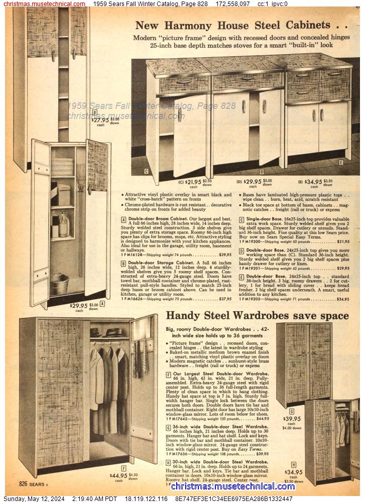 1959 Sears Fall Winter Catalog, Page 828