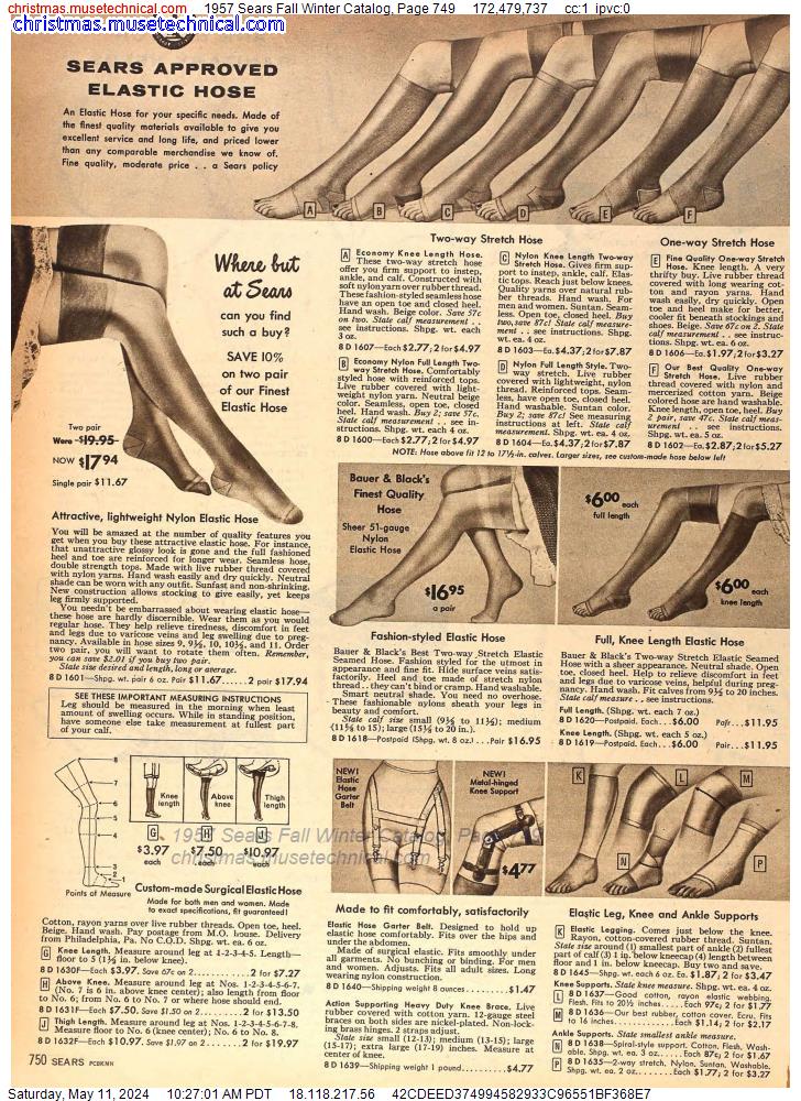1957 Sears Fall Winter Catalog, Page 749