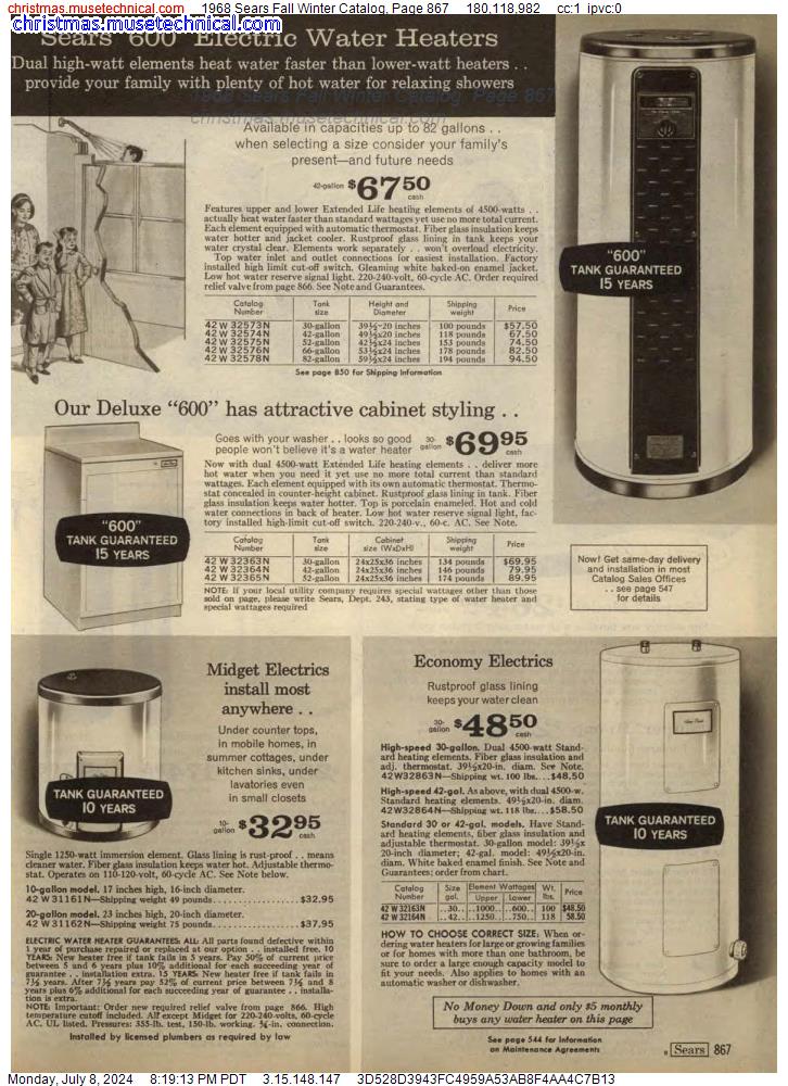 1968 Sears Fall Winter Catalog, Page 867
