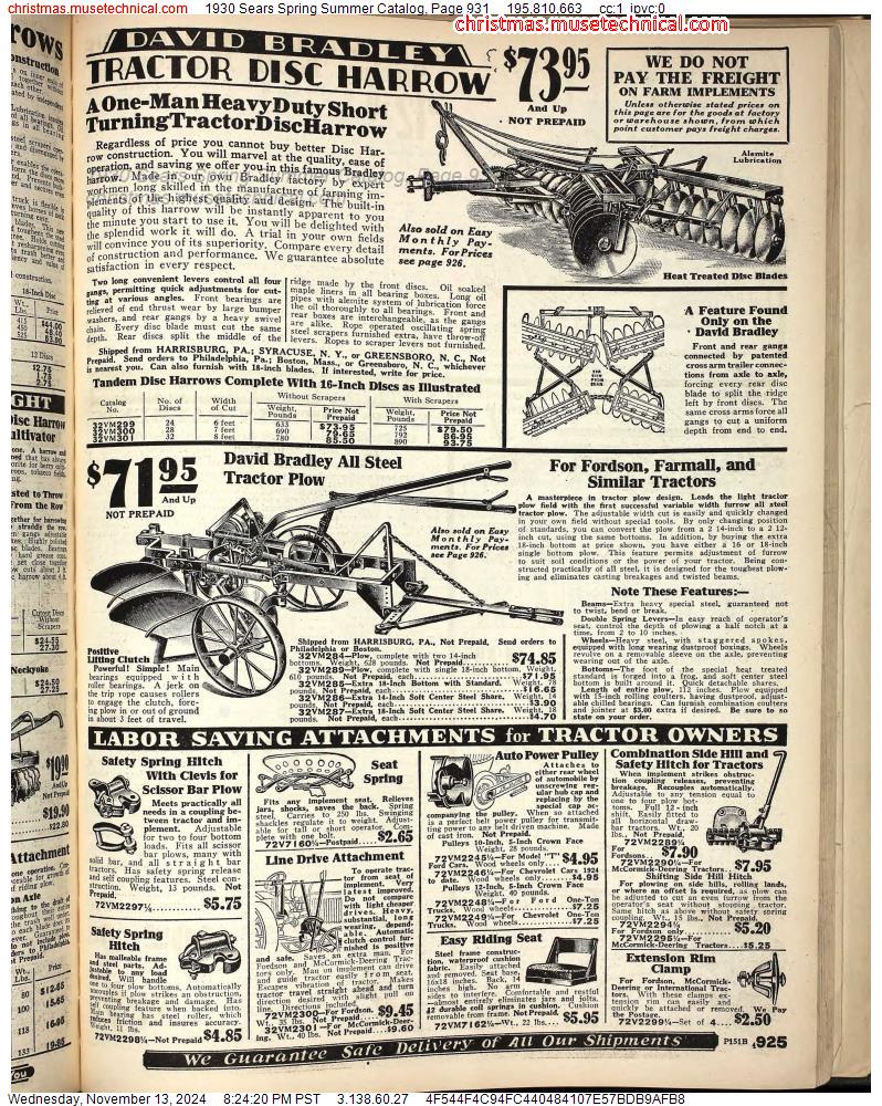 1930 Sears Spring Summer Catalog, Page 931