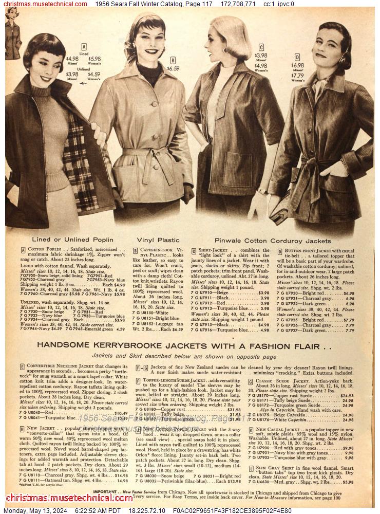 1956 Sears Fall Winter Catalog, Page 117