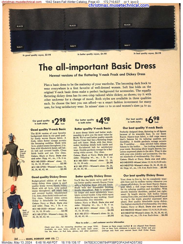 1942 Sears Fall Winter Catalog, Page 43