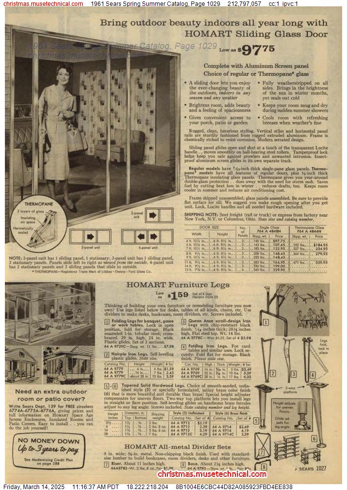 1961 Sears Spring Summer Catalog, Page 1029