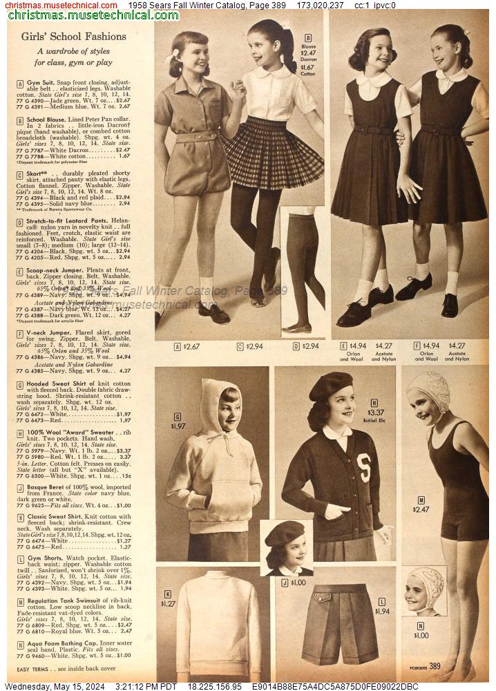 1958 Sears Fall Winter Catalog, Page 389