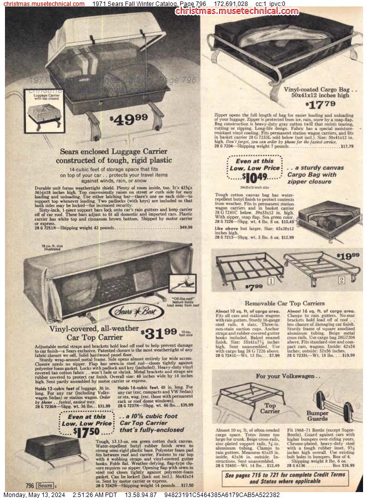 1971 Sears Fall Winter Catalog, Page 796