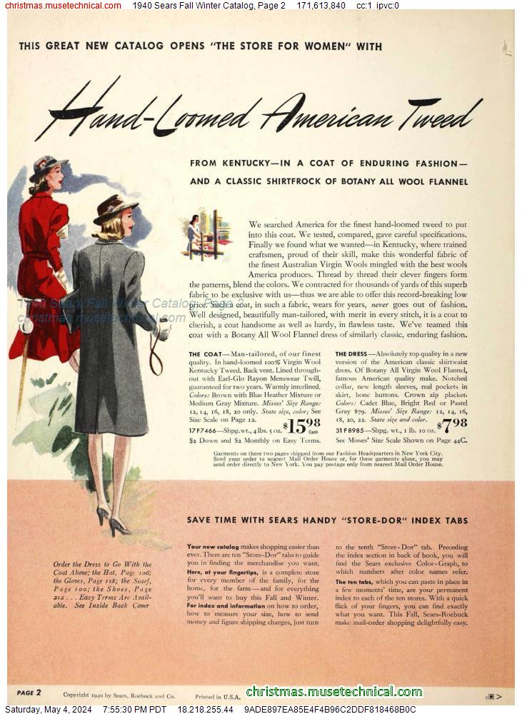 1940 Sears Fall Winter Catalog, Page 2