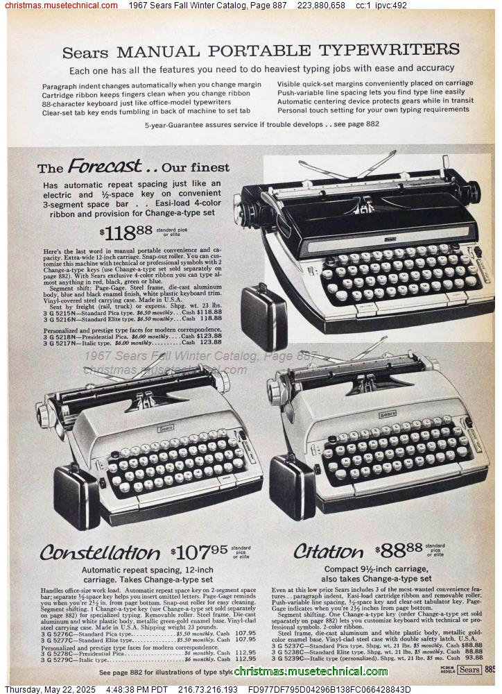 1967 Sears Fall Winter Catalog, Page 887