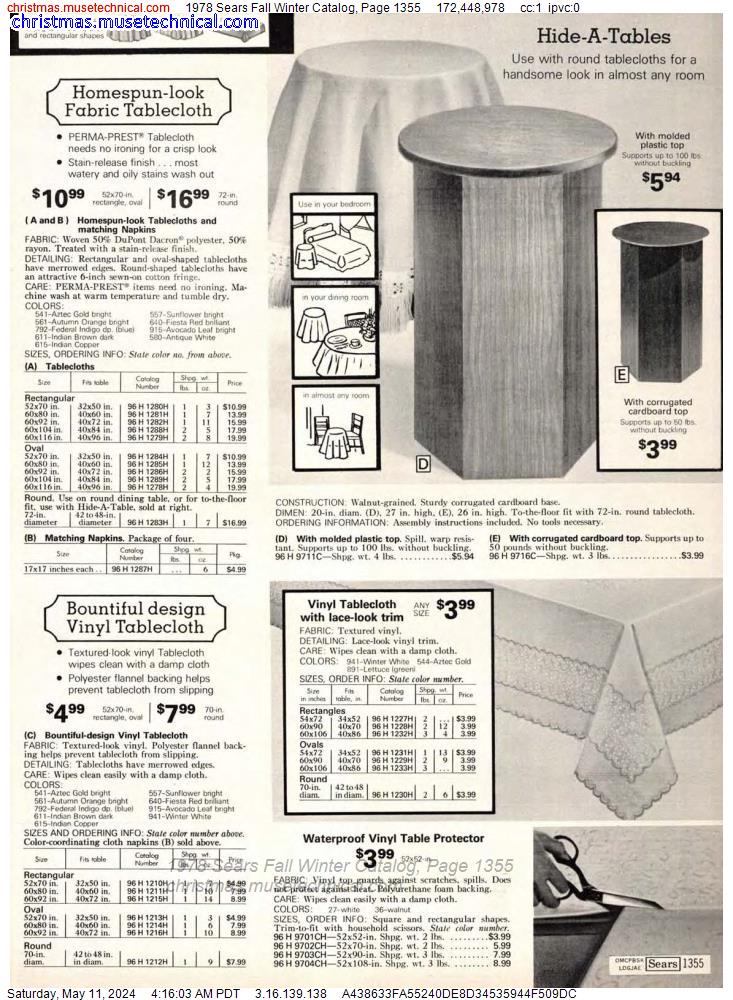 1978 Sears Fall Winter Catalog, Page 1355