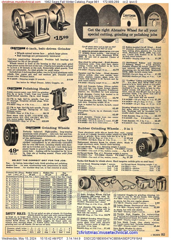 1962 Sears Fall Winter Catalog, Page 961