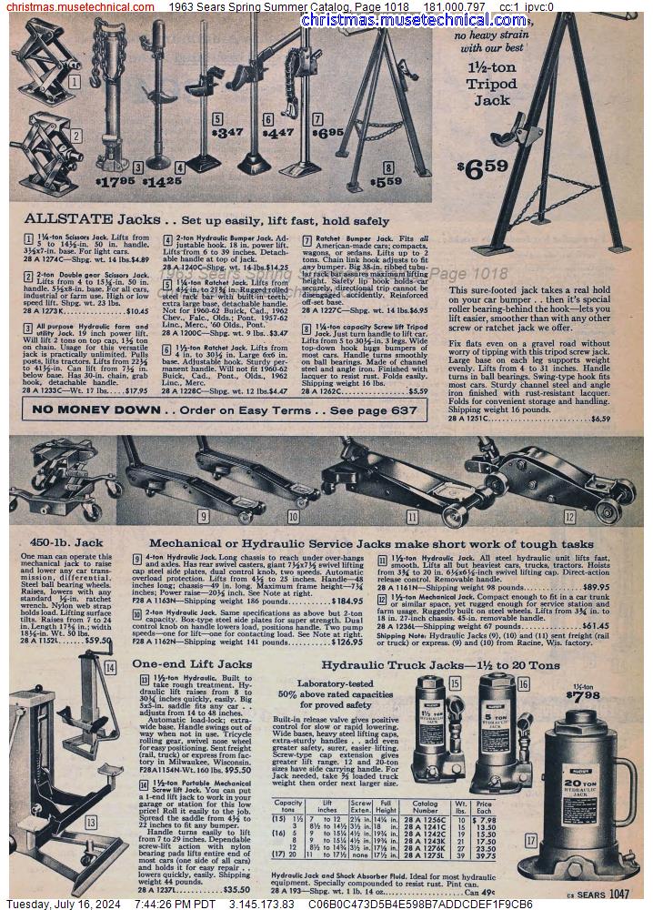 1963 Sears Spring Summer Catalog, Page 1018