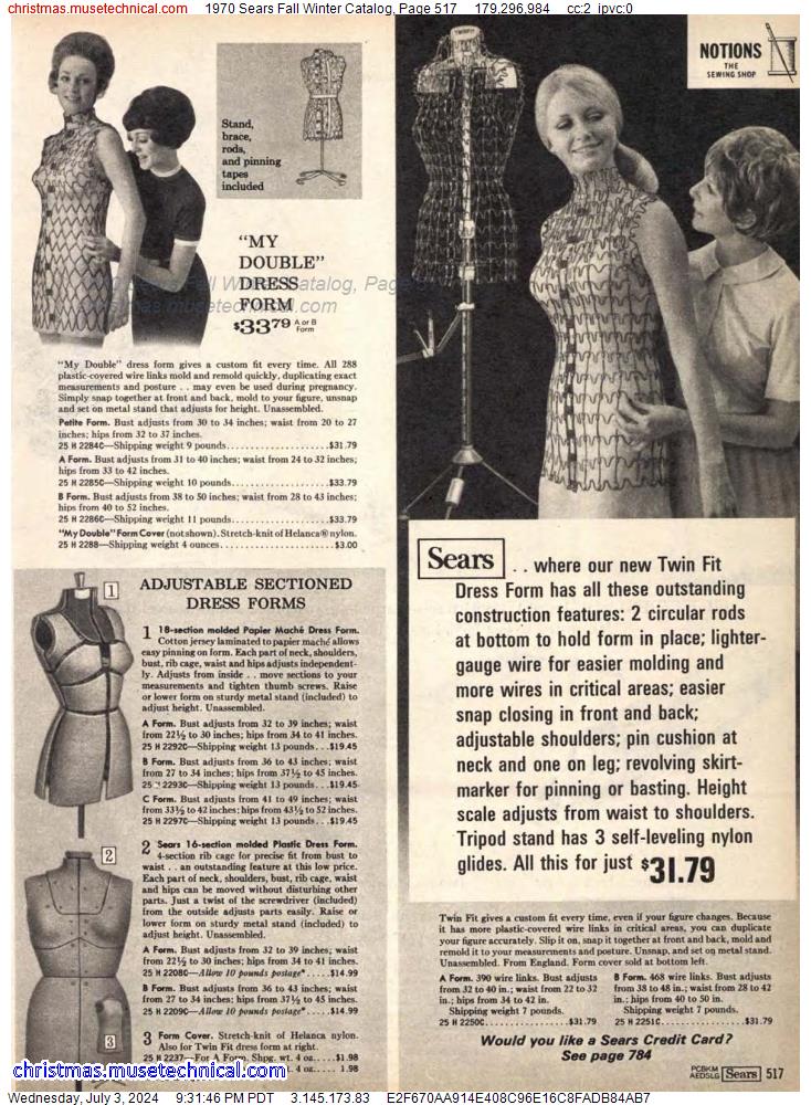 1970 Sears Fall Winter Catalog, Page 517