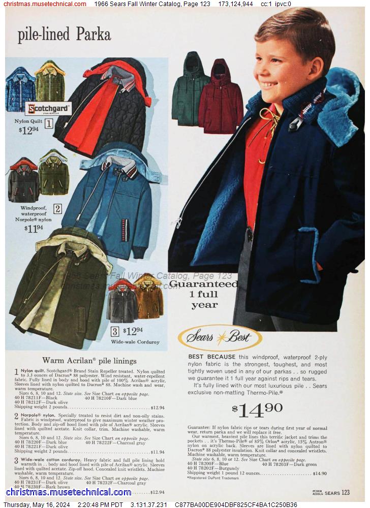 1966 Sears Fall Winter Catalog, Page 123