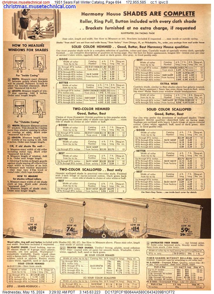 1951 Sears Fall Winter Catalog, Page 694