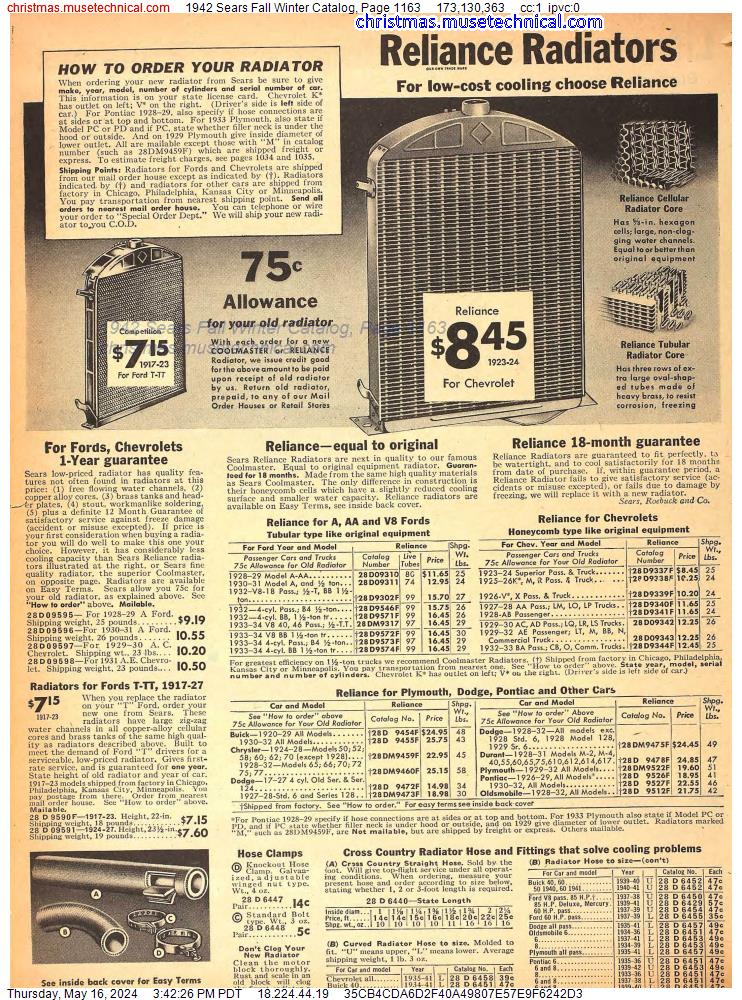 1942 Sears Fall Winter Catalog, Page 1163