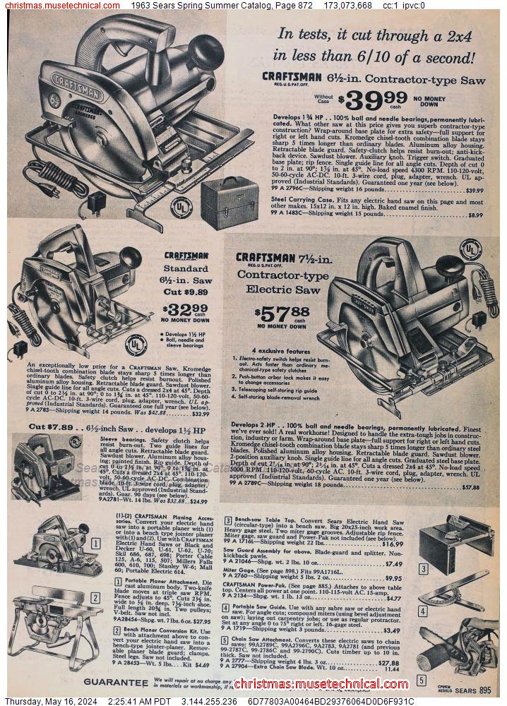 1963 Sears Spring Summer Catalog, Page 872