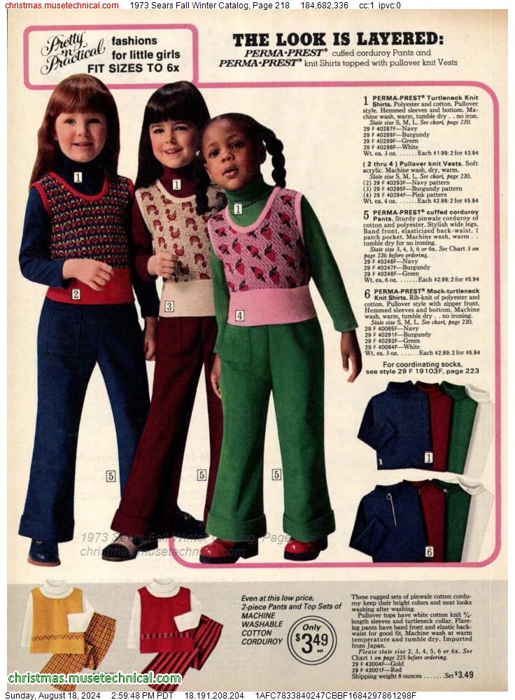 1973 Sears Fall Winter Catalog, Page 218