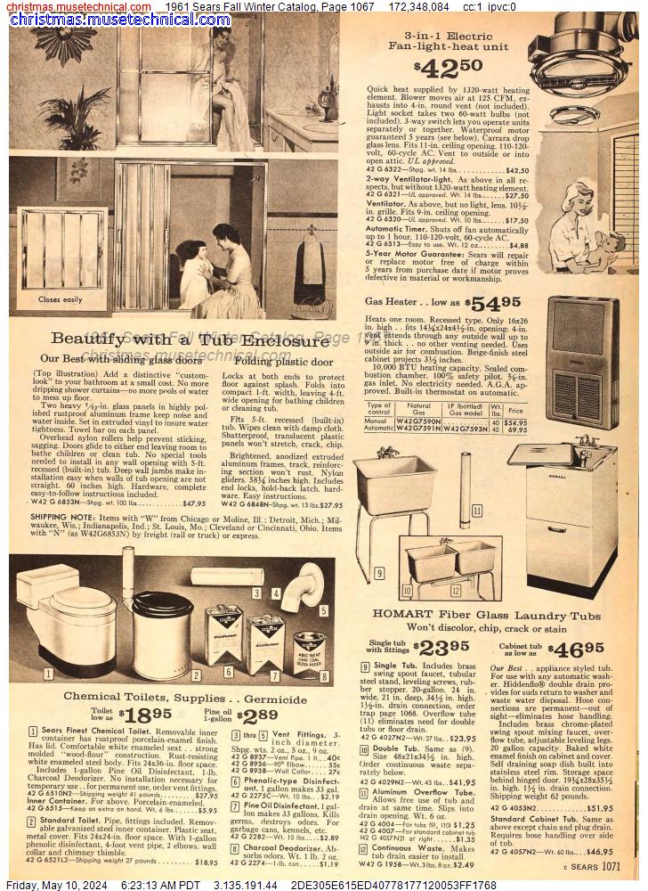 1961 Sears Fall Winter Catalog, Page 1067