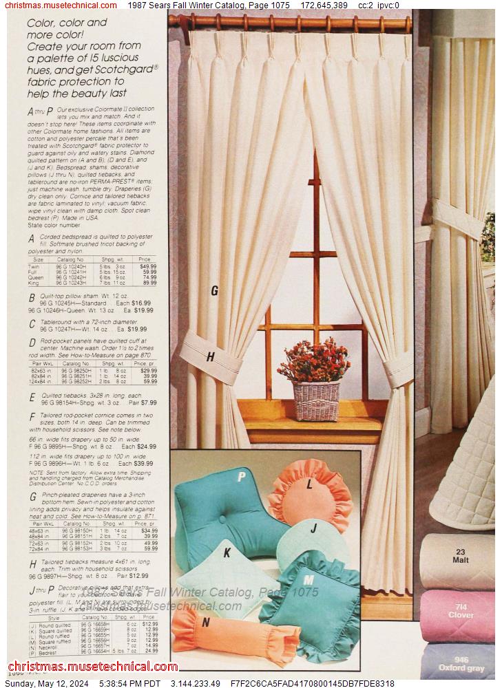 1987 Sears Fall Winter Catalog, Page 1075